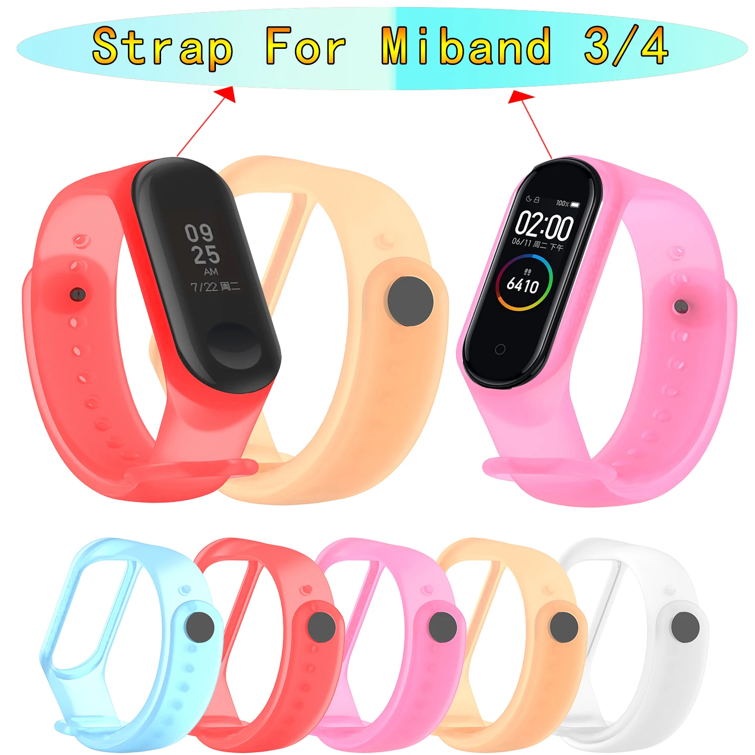 Прозрачный ремешок для Mi Band 4 3 Xiaomi силиконовый браслет Miband аксессуары NFC Смарт