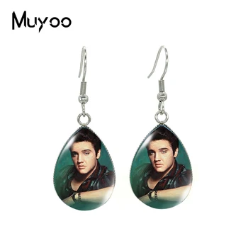 

2020 New Rock and Roll Elvis Presley Earring Printed Photo Tear drop Earring Glass Cabochon Hook Earrings Fashion Jewelry