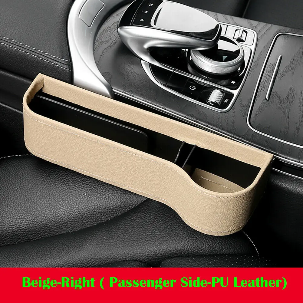 Leather Beige Right Сиденье щелевая коробка для хранения для телефона для бутылок подстаканник авто Интерьер автомобильное кресло зазор щелевой карман ловушка Органайзер из искусственной кожи коробка для хранения - Название цвета: Leather Beige Right