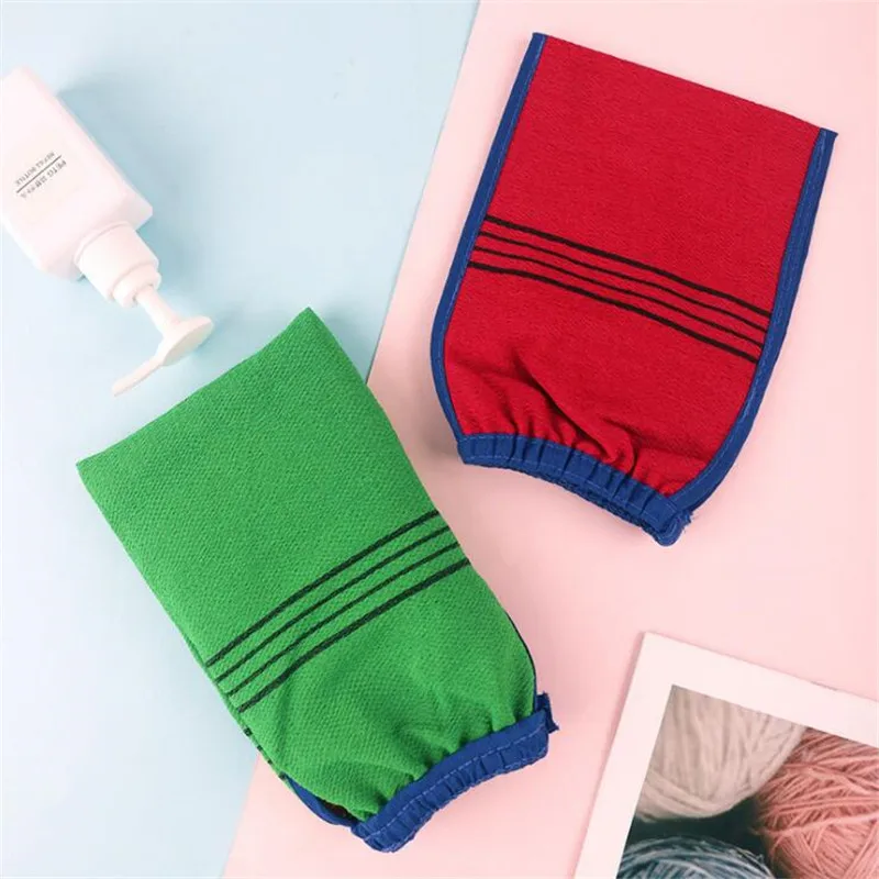 1pc Shower Spa Exfoliator Two-sided Bath Glove Body Cleaning Scrub Mitt Rub Dead Skin Removal Magic Peeling Glove