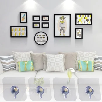 

4Pcs/Set Photo Frame Hanging Hook Decorative Painting Bathroom Wall Strong Suction Cup Sticking Nail