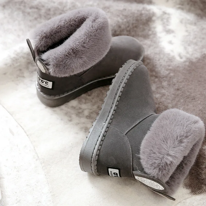 ERNESTNM Winter Boots Women 2019 Botas Mujer Warm Plush Ankle Boots for Women Slip-On Fur Booties Snow Boots Women Winter Shoes