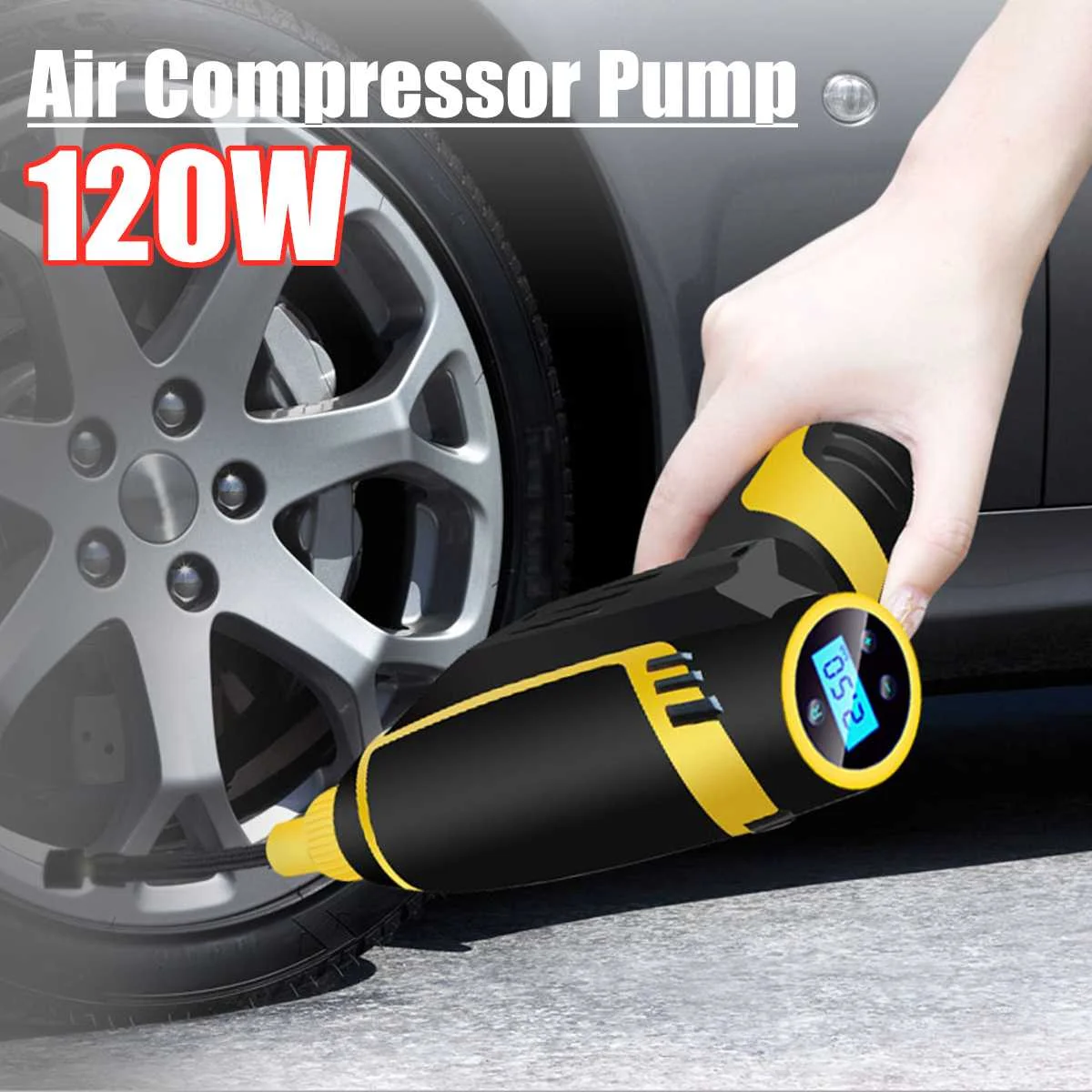 150PSI 2200mAh проводной/беспроводной электрический автомобильный шиномонтажный воздушный компрессор, насос, цифровой дисплей, автомобильный надувной воздушный насос