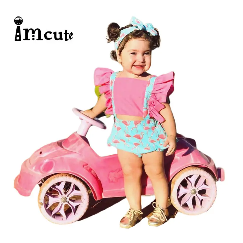 Imcute/милое боди с рукавами-крылышками и фламинго для маленьких мальчиков девочек