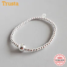 Trustdavis модный подлинный 925 стерлингового серебра минималистичный 3 мм ширина бусины эластичный браслет для женщин Свадебные украшения подарок DS2277