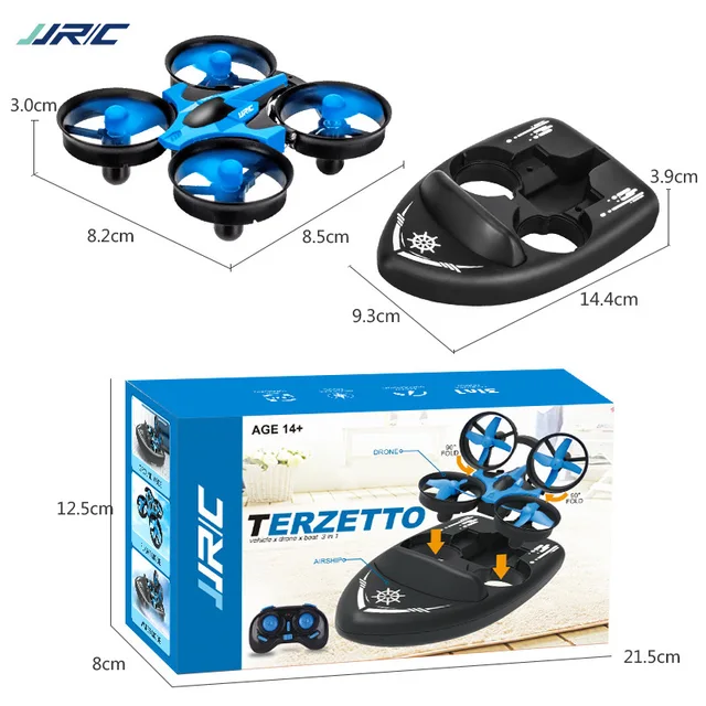 JJRC New Upgrade H36S 2.4Ghz All in One RC Drone/ Glider Airplane/ Hovercraft Sea-Land-Air Switchable Helicopter Kids Toy Gift 6
