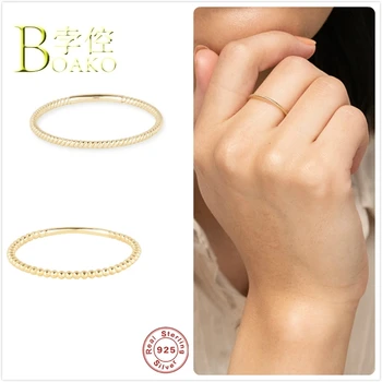 

925 Rings For Women Engagement Wedding Rings Girl Gift Gold Dainty anillos Female Twist Cable Line Rings B5