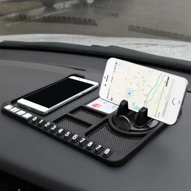 Многофункциональный коврик для автомобиля, нескользящий держатель телефона GPS Коврик противоскользящий силиконовый упаковочный номер коврики противоскользящие автомобильные аксессуары - Название цвета: Style 3 Black