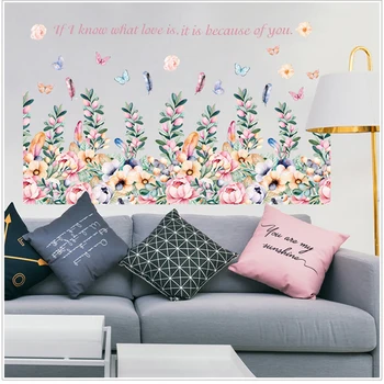 

1pc Floral Wallpapers Sticker Drawing Room Acrylic Removable Flower Pattern Bedroom Sofa Background Office Sticker Mural 2020