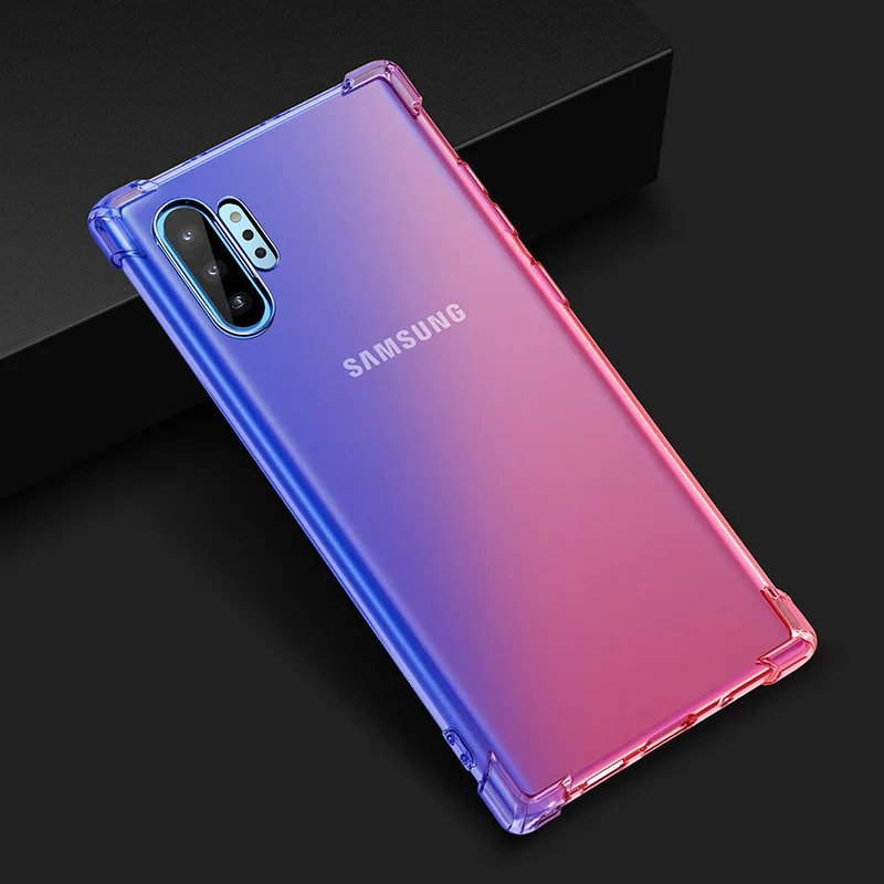 Прозрачный чехол с четырьмя воздушными углами и градиентом для samsung Note 10 Plus Note 9 Note 8, мягкий чехол для Galaxy S11 S10E S10 5G Lite S9 S8 Plus - Цвет: Blue and Pink