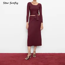 Элегантная тонкая женская юбка средней длины со звездным светлячком, трикотажная юбка миди из флиса с высокой талией, одежда для деловой женщины