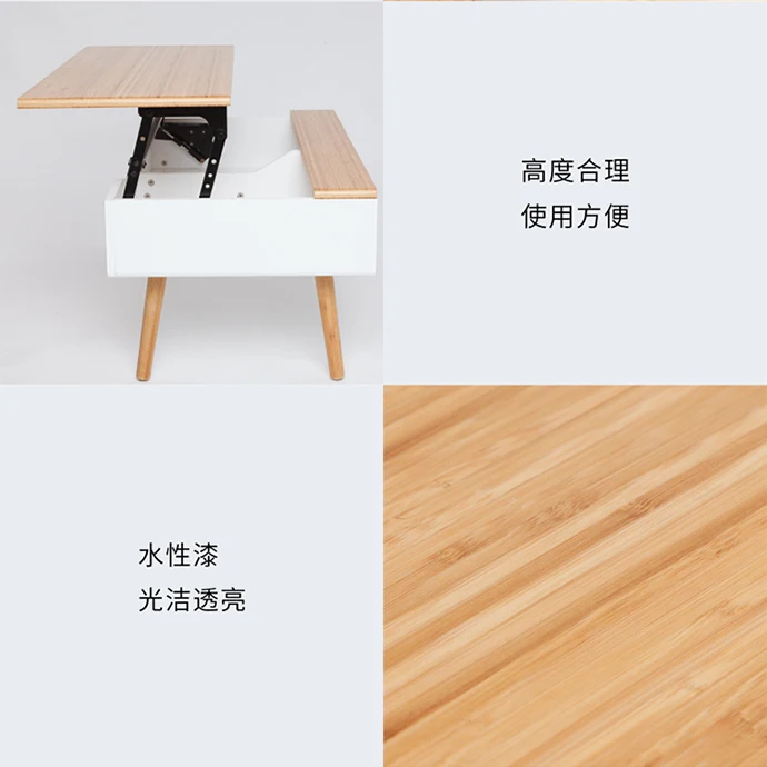 ZEN'S бамбуковый журнальный столик, скрытый ящик для хранения, мебель для гостиной