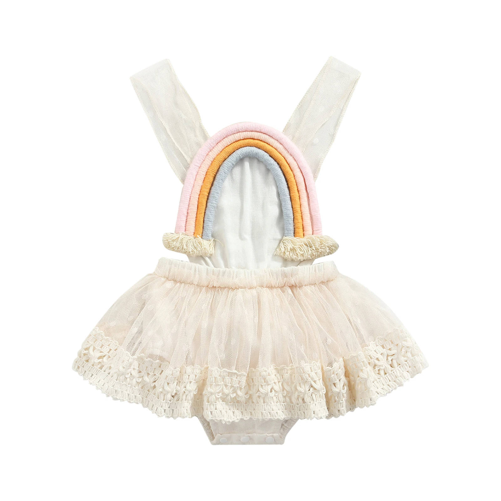 Bamboo fiber children's clothes Lace Princess Toddler Romper Sweet Rainbow Ruffle Newborn Baby Girl Clothes Cotton Spring Summer Jumpsuit Infant Outfits baby bodysuit dress Baby Rompers