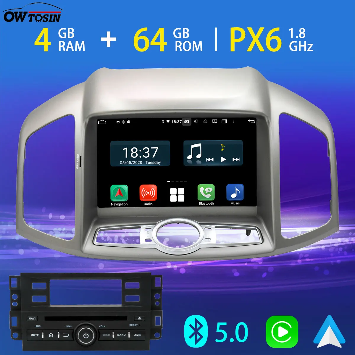 Автомобильный мультимедийный DVD-плеер 8 дюймов IPS 1280*720 для Chevrolet Captiva 2012-2016 GPS-радио