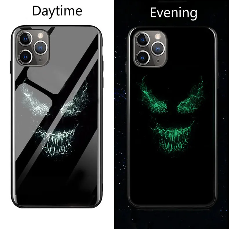 Venom Железный человек Дэдпул Бэтмен Черная пантера чехол в виде светящегося стекла для iPhone 11 Pro XS MAX XR X 7 8 6 6S Plus чехол для телефона Marvel - Color: Unreal venom