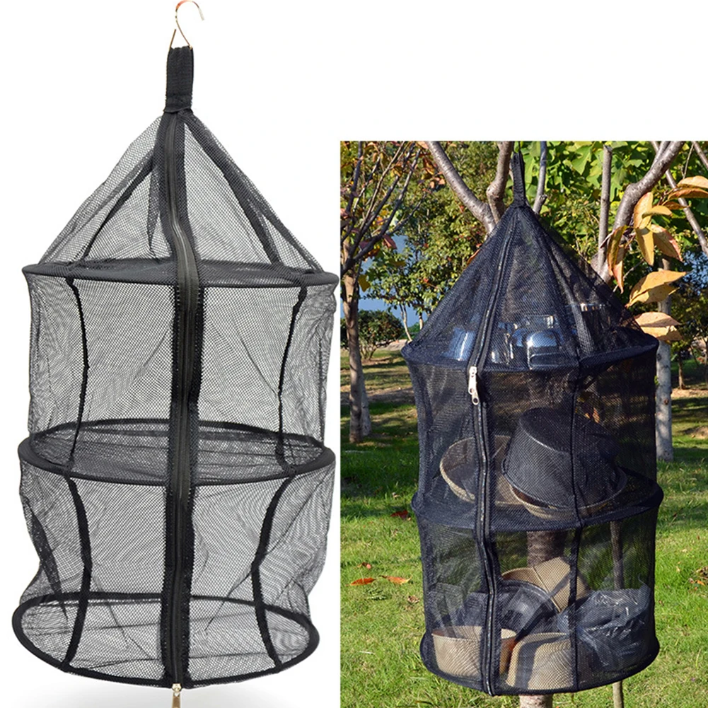 

Outdoor Camping Nylon Three-layer Folding Storage and Storage Net Pocket Clothes Hanging Net Circular Airing Net Fruit Outdoor