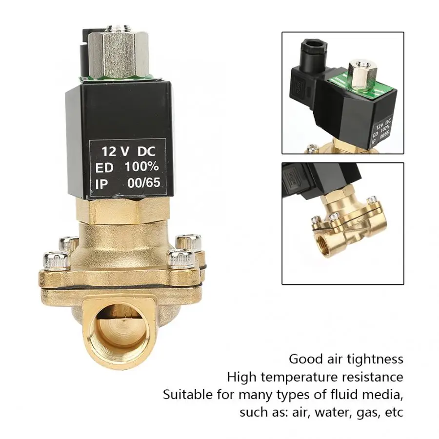 Fluid Controller G1/2" Electric Solenoid Valve DN15 NO Brass Electromagnetic Valve