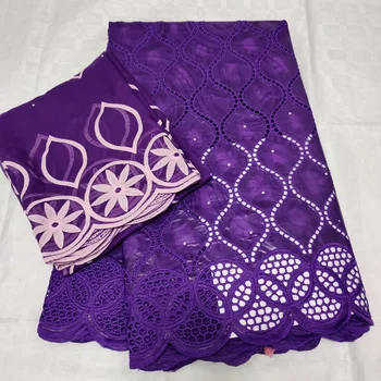 

African Swiss Bazin riche 100%Cotton Lace Fabric with Stones 2020 Latest French Tulle Lace Nigerian Brocade for Women 5+2Yards
