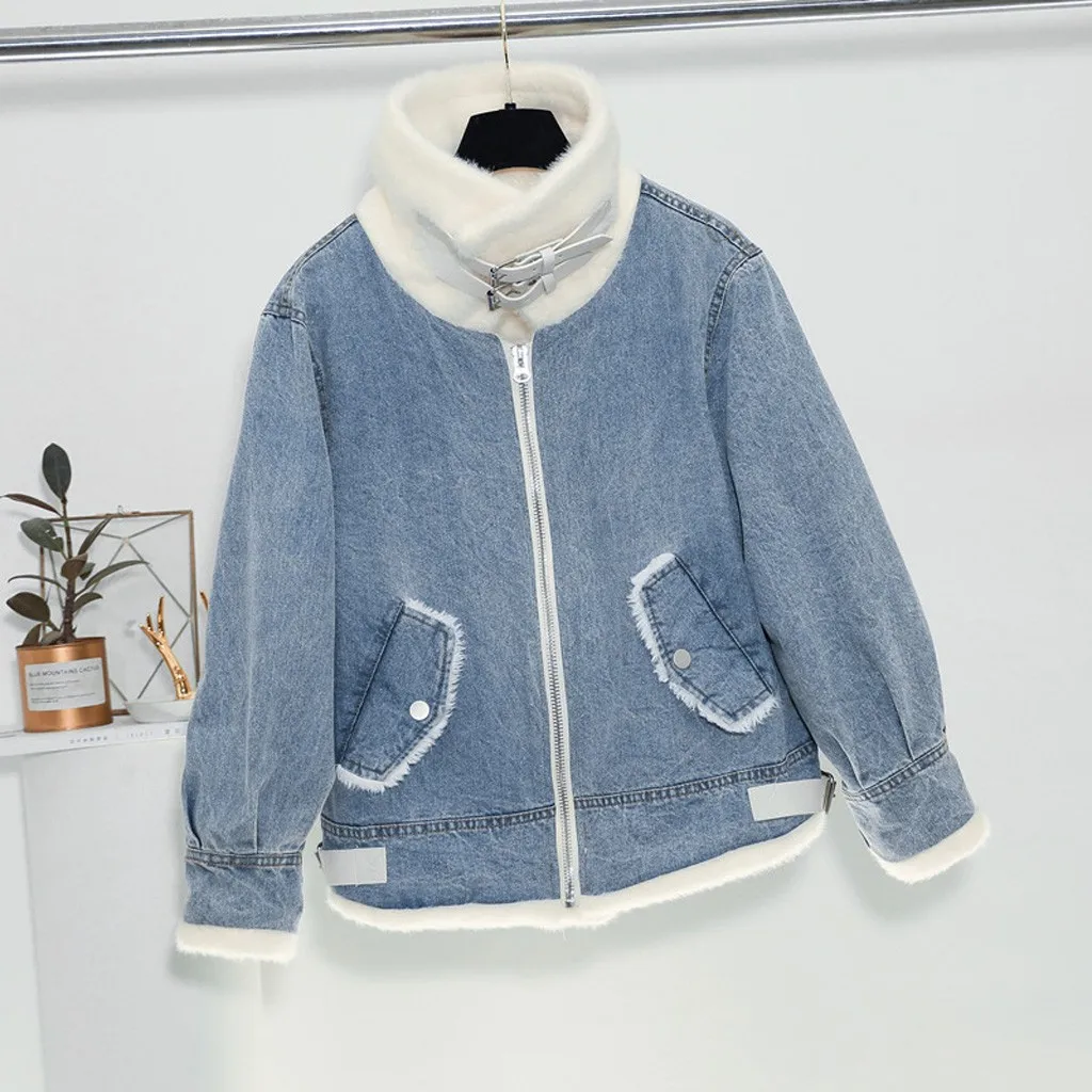 Outerwear Coats Fashion Women Winter Autume Cotton Thick Denim Jacket Windbreaker Coat Outwear Female Warm Jacket Tops M840