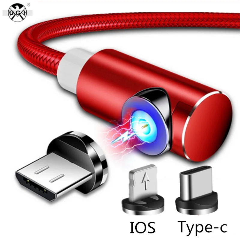 UGI 360 ° Магнитный адаптер светодиодный Micro USB C type-C зарядный кабель для HUAWEI для samsung S8 S9 S10 для iPhone 11 pro X 7 8 6 Plus