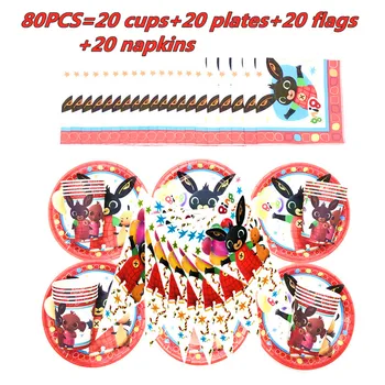 

Baby Shower Decoration Birthday Party Tableware Set Bing Rabbit Theme Birthday Party Paper Plate Flag Napkin Decoration Supplies