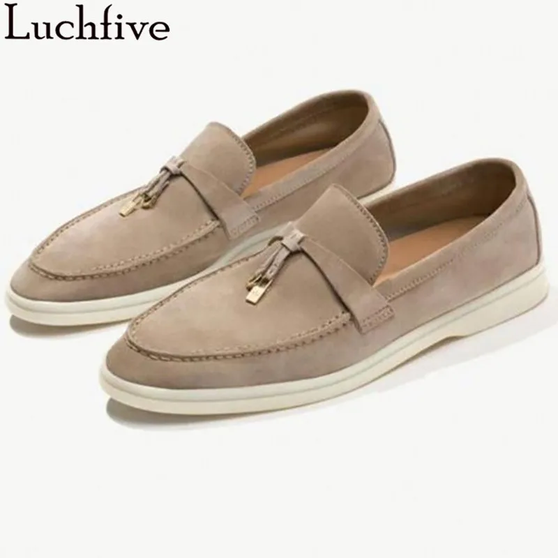 flat suede loafers