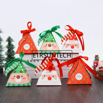 

300pcs Xmas Paper Candy Gift Bag Santa Claus Gift Box Chocolate Storage Bags Christmas Wedding Party Decor
