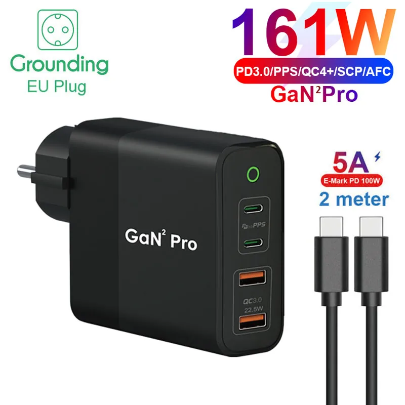 URVNS 161W 4-Port GaN 2 Pro USB C Wall Charger, PPS PD 100W/87W/65W/45W/20W Fast Power Adapter for Macbook Samsung iPhone Xiaomi 65 watt car charger Chargers