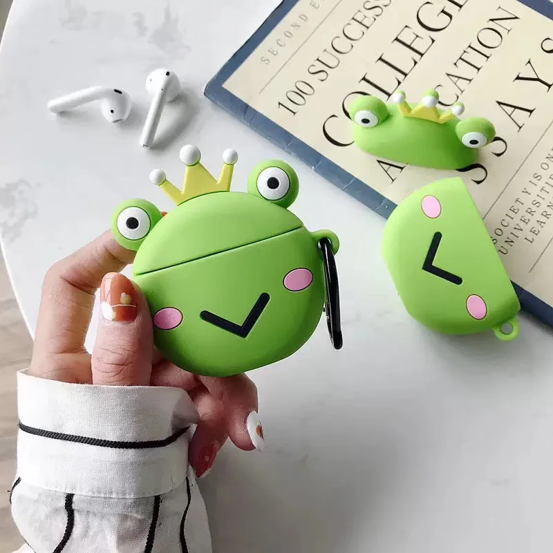 Чехол для AirPods с 3D милым мультяшным лягушкой чехол наушников Airpods 2/i10/i11/i12 TWS