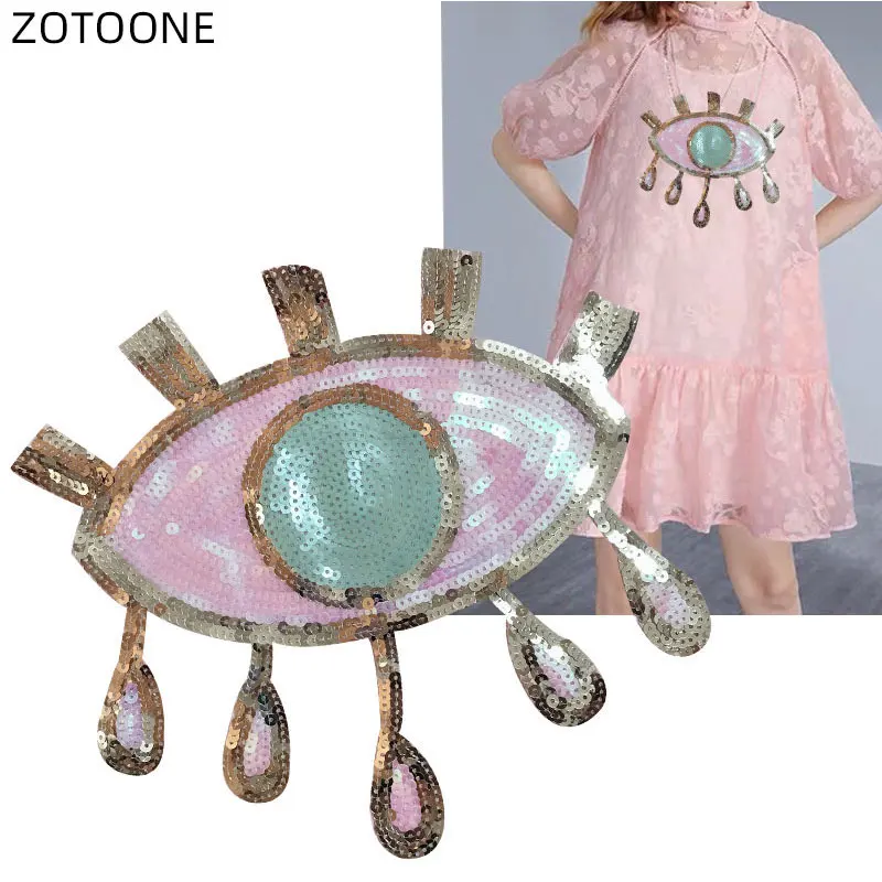 Нашивки ZOTOONE с блестками нашивка розовыми глазами для одежды курток принтом