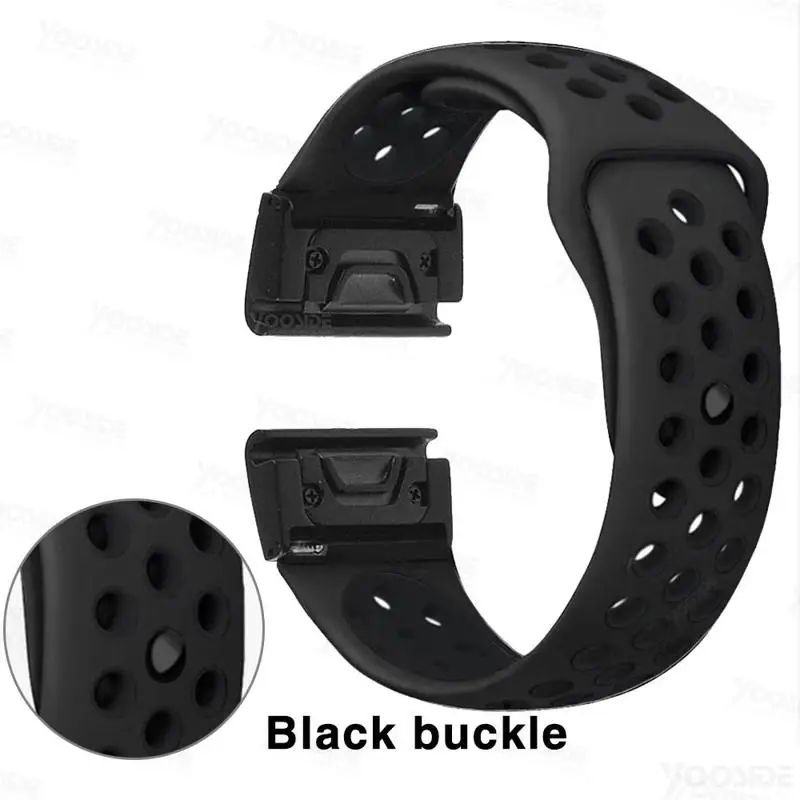YOOSIDE Fenix 6X браслет 26 мм Quick Fit водонепроницаемые часы с силиконовым корпусом ремешок для Garmin Fenix 3/Fenix 5X/5X Plus/D2 Delta PX - Цвет: Black-Black buckle