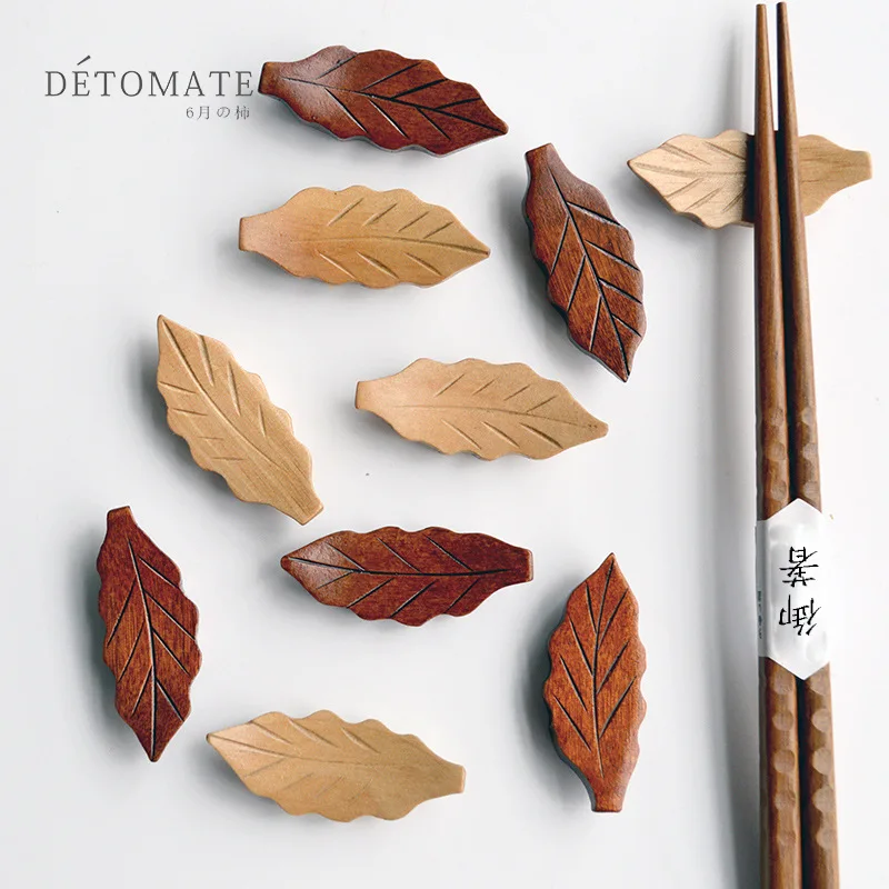 Japanese Style Wood Stand Holder Leaf Shape Chopsticks Rest Rack Art Craft | Дом и сад