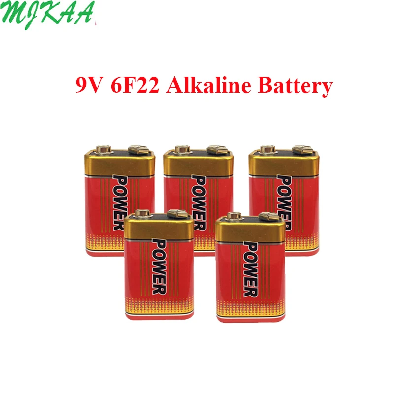10PCS New MJKAA 9V 6F22 Alkaline Battery Laminated Carbon Batteries for Alarm Wireless Microphone Mercury Free Long working life