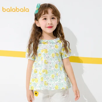 

Balabala Children clothing girls cotton shirt children floral shirt 2020 summer new children fresh summer clothing