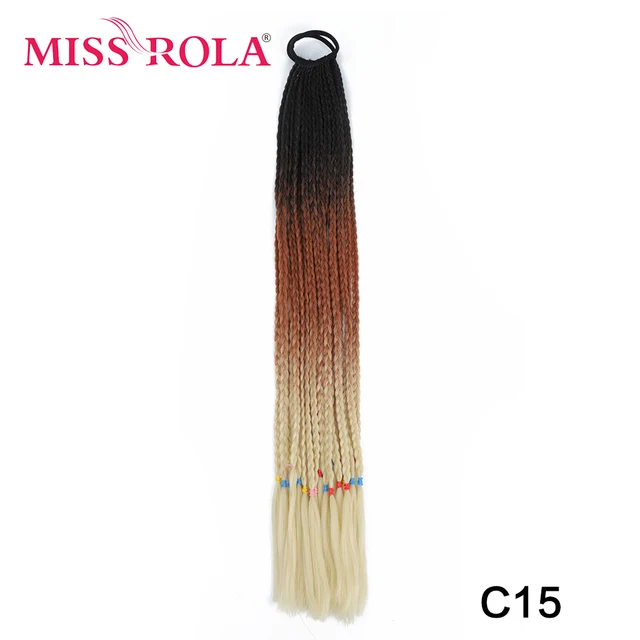 Synthetic Chignon Hair 60cm Hair Color Gradient Dirty Braided Ponytail Women Elastic Hair Rubber Band Hair Accessories Headband C15