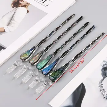 

Vintage Handmade Starry Sky Crystal Glass Dip Signature Ink Fountain Pen Writing Tools With Gift Box K9FC