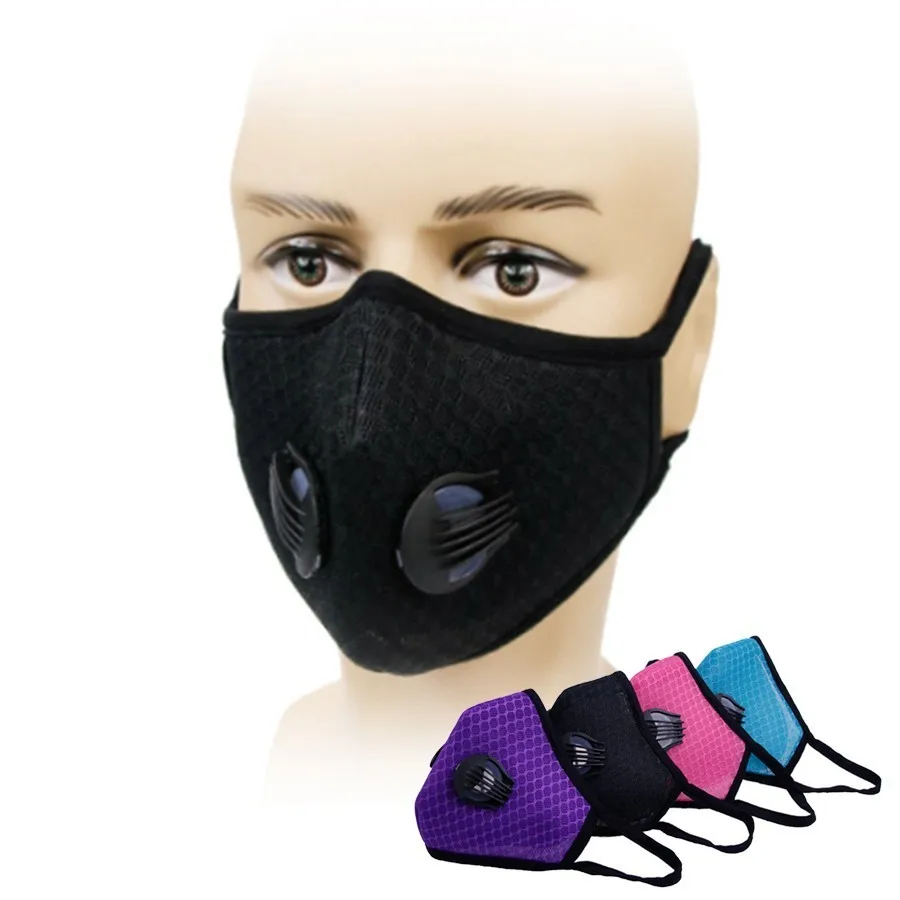 

New Face Mask Double Valve Masque Anti Pollution Mouth Mask Activated carbon Dustproof PM2.5 Motion Facial Protective Cover Mask