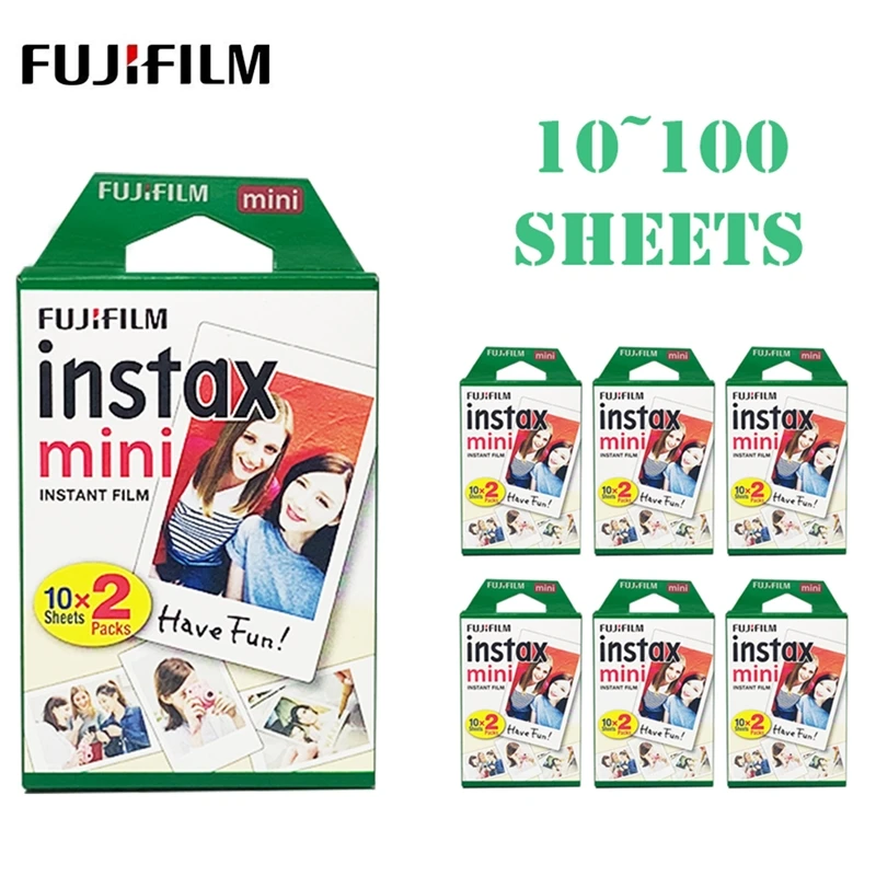 Пленка Fujifilm Instax Mini 10 20 30 40 50 60 100 листов 3 дюйма для FUJI Instant Photo camera mini 9 Polaroid 8 7s 70 90 |