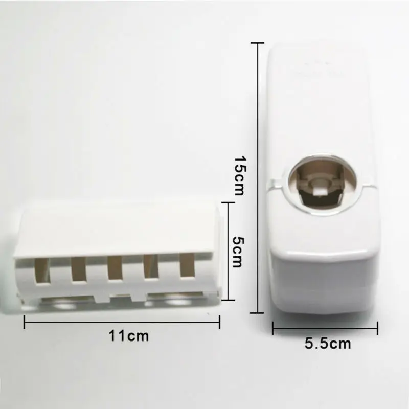 New trendy White Automatic Toothpaste Dispenser Toothpaste Toothbrush Holder Home Bathroom Wall Mount Stand Storage Rack White