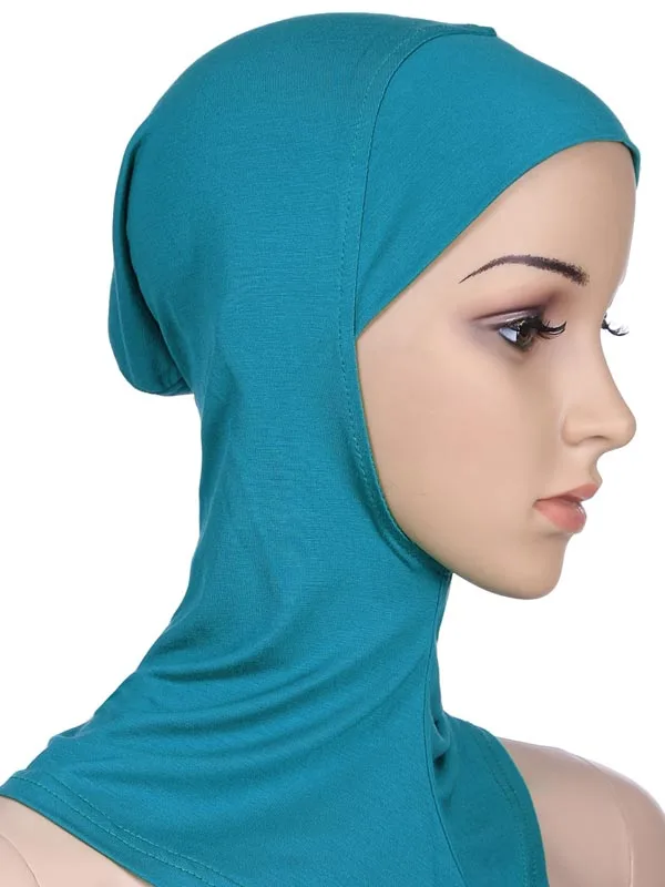 Мусульманские женские Девушки Спорт внутренний хиджаб колпачки исламские мягкие растягивающиеся подшарф шапки кроссовер классический стиль - Цвет: Lake Blue