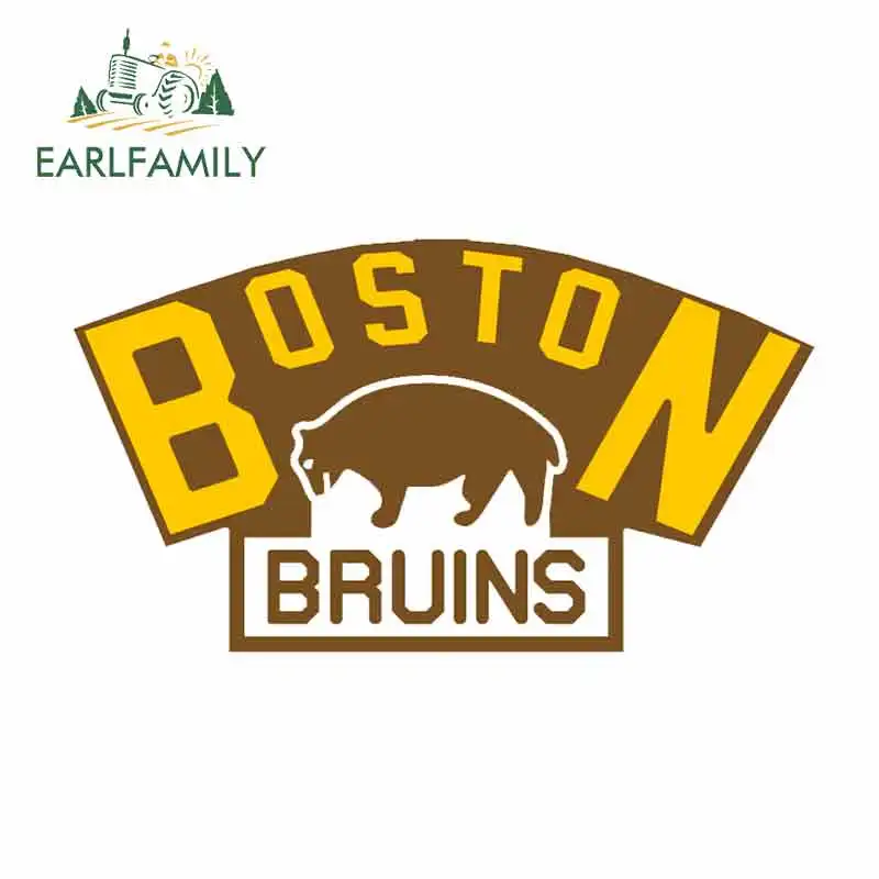 EARLFAMILY 13 см x 7,3 см для Boston Bruins логотип забавные виниловые наклейки на машину лобовое стекло RV Ван автомобильные аксессуары JDM графика мультфильм