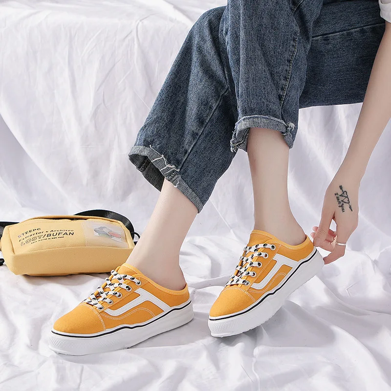 

Women's shoes can step on half slippers, women's canvas shoes, students without heels, one pedal lazy shoes