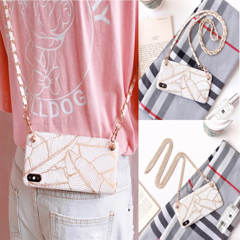 

Golden feather Crossbody chain phone case For huawei mate 20 30 Crossbody Rope cover For huawei P20 P30 P40 pro Lite case