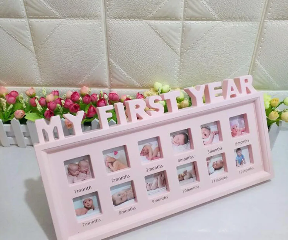 New Kids Birthday Gift My First Year Baby 12 Months Picture Photo Frame Display Newborn Photo Frame Picture Home Decor Ornaments