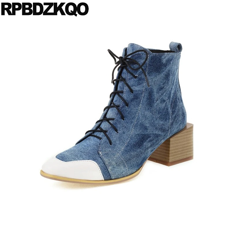 Jeans Shoes Ankle High Heel Booties 