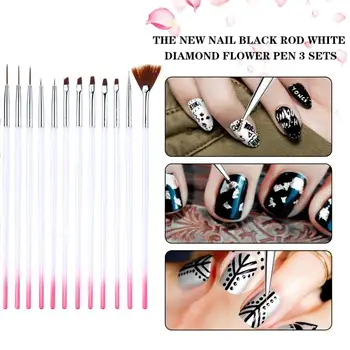 

12 PCS/Set New Nail Art Brush Pens Dotting Point Painting Pens Drawing Brush Fan Line Builder Polish Gel UV Tips Nail Art Tools