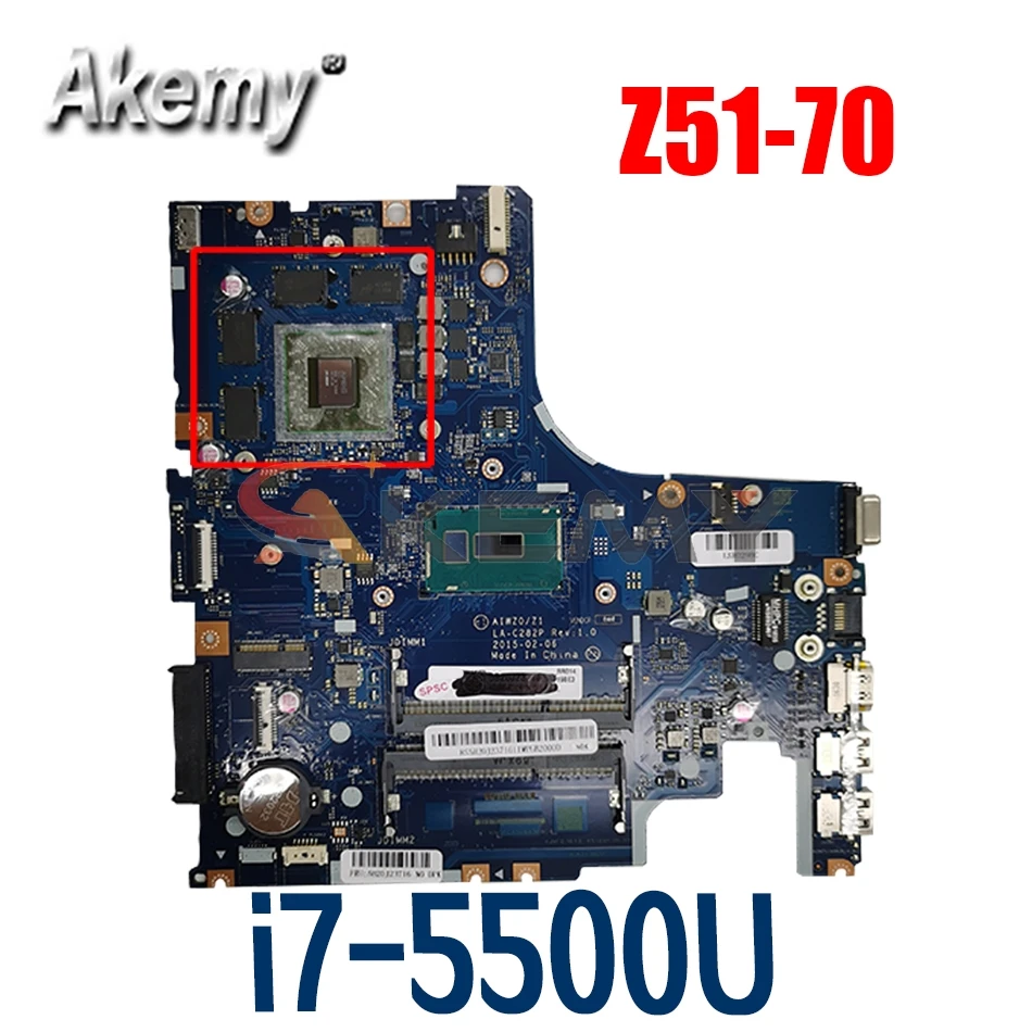 Материнская плата для ноутбука LENOVO Z51-70 SR23W i7-5500U LA-C282P материнская 5B20J23649 216-0866000 |