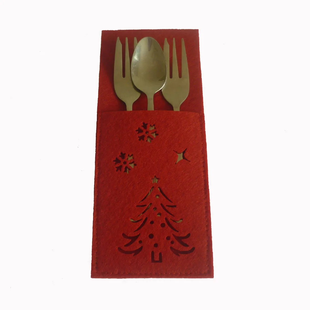 4pcs Christmas New Year Pocket Fork Knife Cutlery Holder Bag Christmas tree Snowflake Party Table Dinner Decoration Tableware