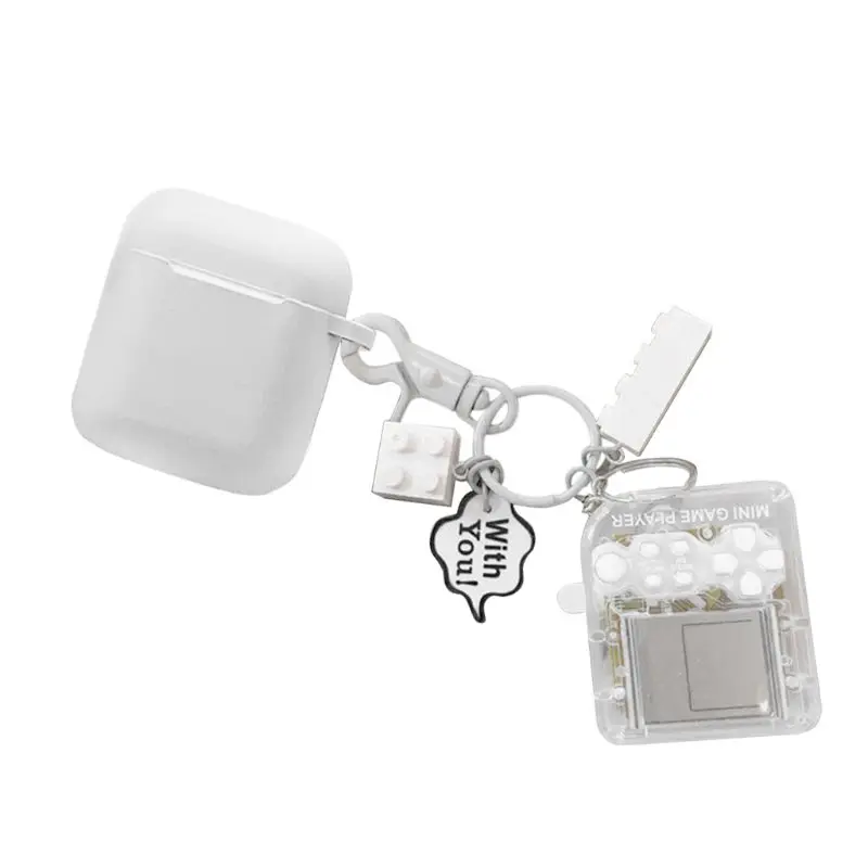 Translucent OOTDTY силиконовый чехол тетрис игровая консоль защитный чехол для AirPods комплект с брелком - Цвет: Translucent