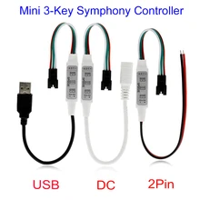WS2812B WS2811 LED Controller USB Mini 3 keys for Pixel LED Strip Light SP002E LED Light Strip Power Bank TV DC5V-24V Symphony
